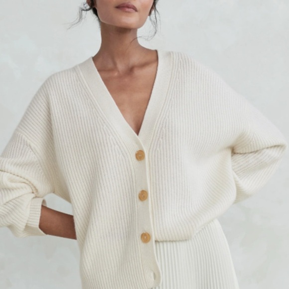 Jenni Kayne Cashmere Cocoon Cardigan In Ivory Size Medium - Picture 5 of 16